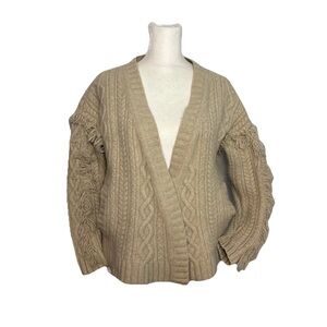Madewell Cableknit Fringe Cardigan Sweater Women S Open Merino Wool Fisherman